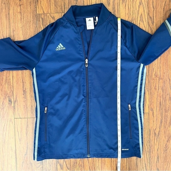 Adidas Navy Blue and Gray Grey Full Zip Up Long Sleeve Sporty Jacket Size Large - Picture 12 of 15
